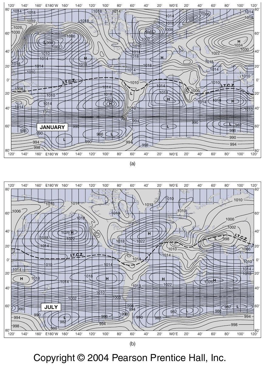 Kontinentalitet Samma sjöbriseffekt kan ses i större skala mellan årstiderna På vintern är det vanligare med högtryck