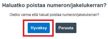 Du kan endast byta datum om det finns ledig utdelningskapacitet för det önskade nya datumet. Klicka på Poista (Radera) om du vill ta bort hela utdelningsdagen i din beställning.