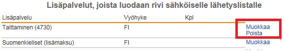 Borttagning av målgrupp görs genom att välja standardinställningen Sallitut taloudet (Tillåtna hushåll) som målgrupp.