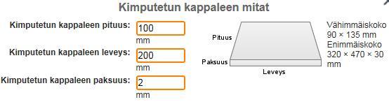 kuljetusyksiköt (Lastbärare att använda) eller Kimputetun kappaleen mitat (Mått för buntade styck).