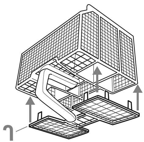 (Endast vissa modeller) C - Bestickkorg: kan placeras i överkorgen när tillvalsfunktionen Halv diskmängd/multizone har valts. Justering av överkorgens höjd (på vissa modeller).