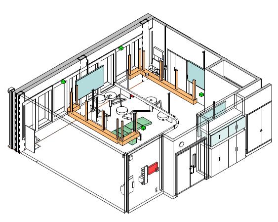 Final design of the OR s: Ultraclean air ventilation system, walls, ceiling, floor,