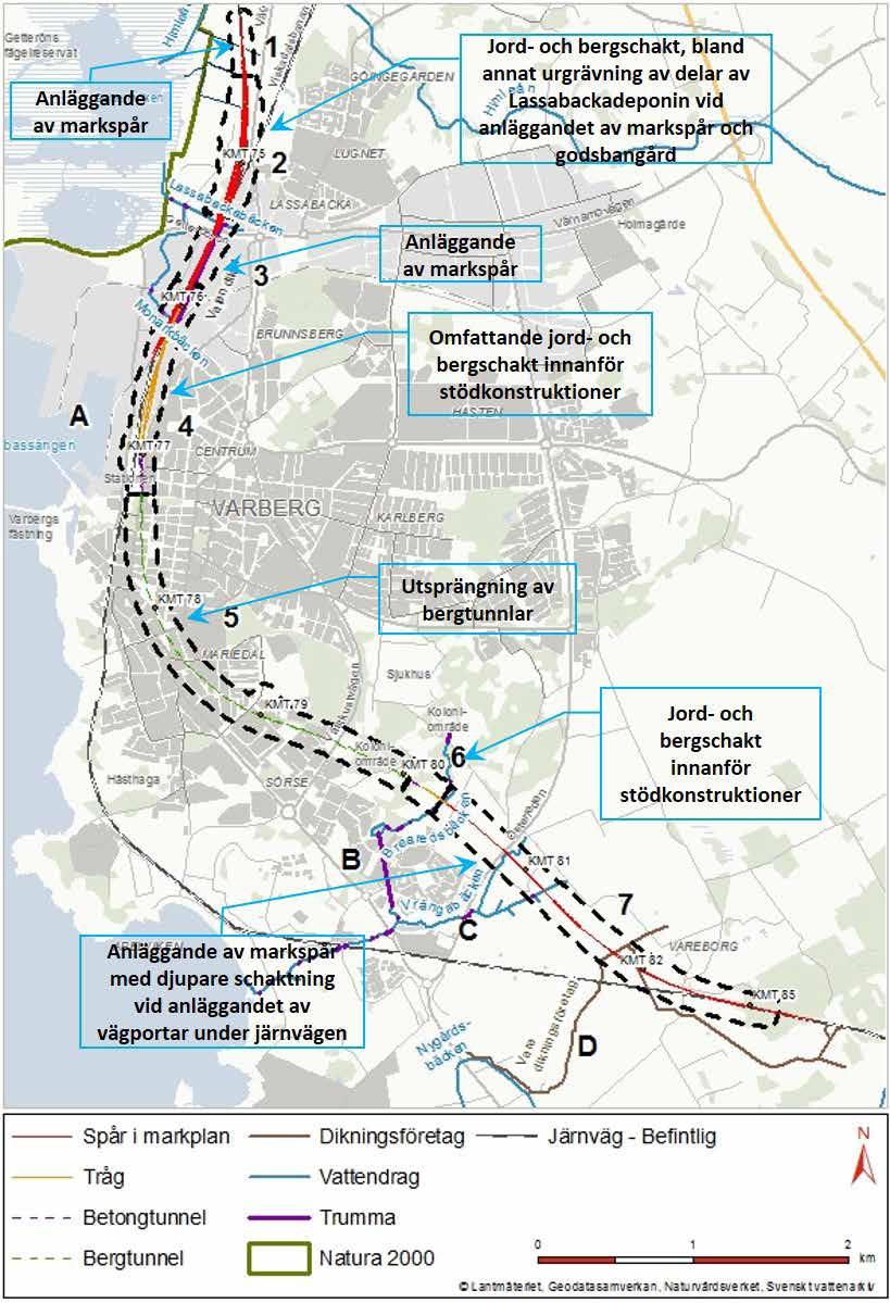 Varbergstunneln, Västkustbanan, Varberg-Hamra Miljökonsekvensbeskrivning Kapitel 6 - Beskrivning av projektet Figur 6.