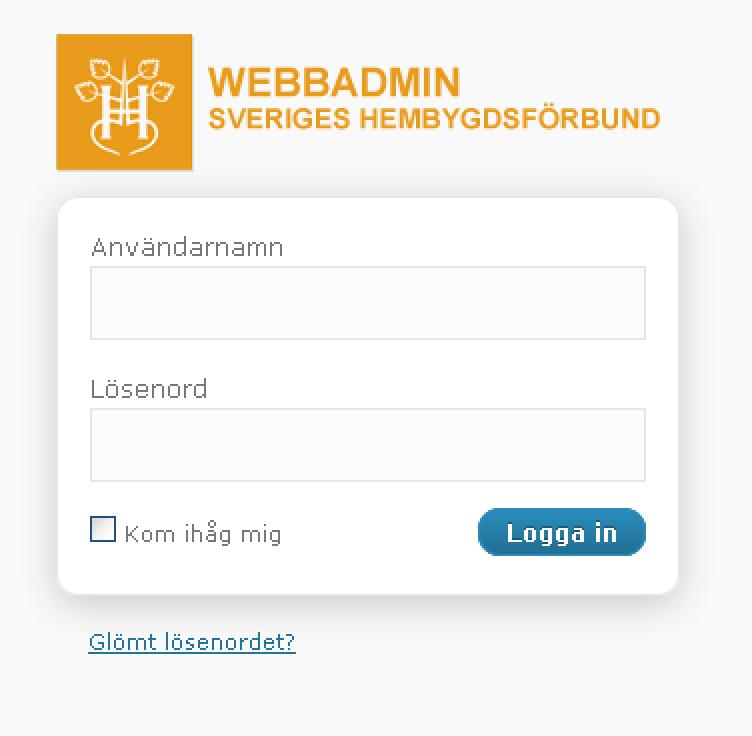 Använd de inloggningsuppgifter du har fått via e-post när ni ansökt om hemsidesplats.