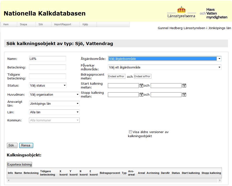 Sida 13/36 REDIGERA ELLER TA BORT BEFINTLIGT KALKNINGSOBJEKT Sök