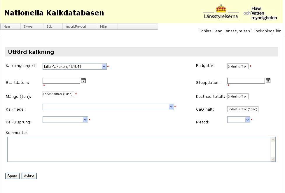 Sida 20/36 Kalkningar SKAPA ENSKILDA KALKNINGAR Sök fram en objektlista enligt Sök Kalkningsobjekt. Ta fram önskat objekt genom att trycka på Info-knappen.