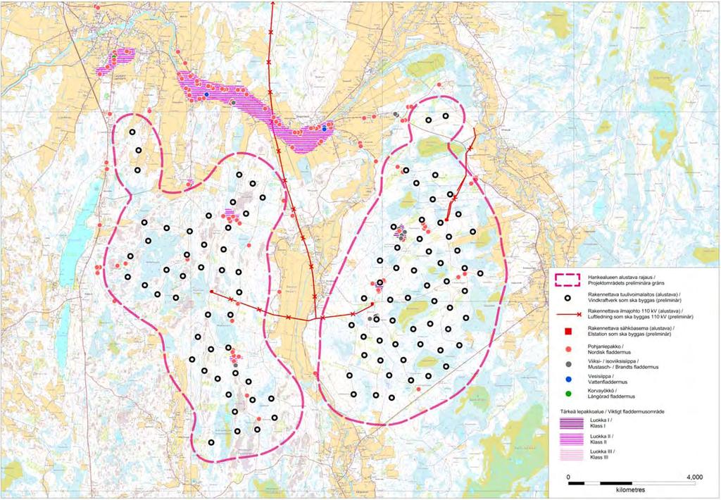 242 Lappfjärds och Lakiakangas vindkraftsparker CPC Finland Ab FCG Design och planering Ab ökar troligtvis antalet bytesinsekter för fladdermössen och lockar på så sätt fladdermössen att jaga i