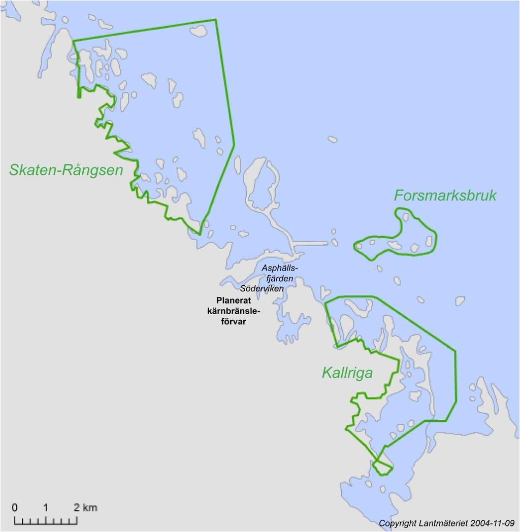 Figur 6-3 Natura 2000-områden i kustområdet kring SFR grönmarkerade. 7. MATERIALHANTERING 7.1.