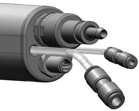Anslut 4 mm transparent slang för elektrodens spolluft till den hullingförsedda kopplingen (3) (stångmonterad pistol) eller skarvnippeln för slang (4) (rörmonterad pistol). 3.