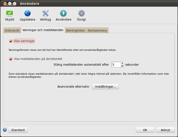 4.5.1 Loggunderhå ll 4.6.1 Varningar och meddelanden ESET NOD32 Antivirus loggningskonfiguration är tillgänglig i programmets huvudfönster. Klicka på Inställningar > Ange programinställningar.