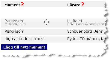 Sortera rader Det är möjligt att sortera om raderna så att de visas i en annan ordning.