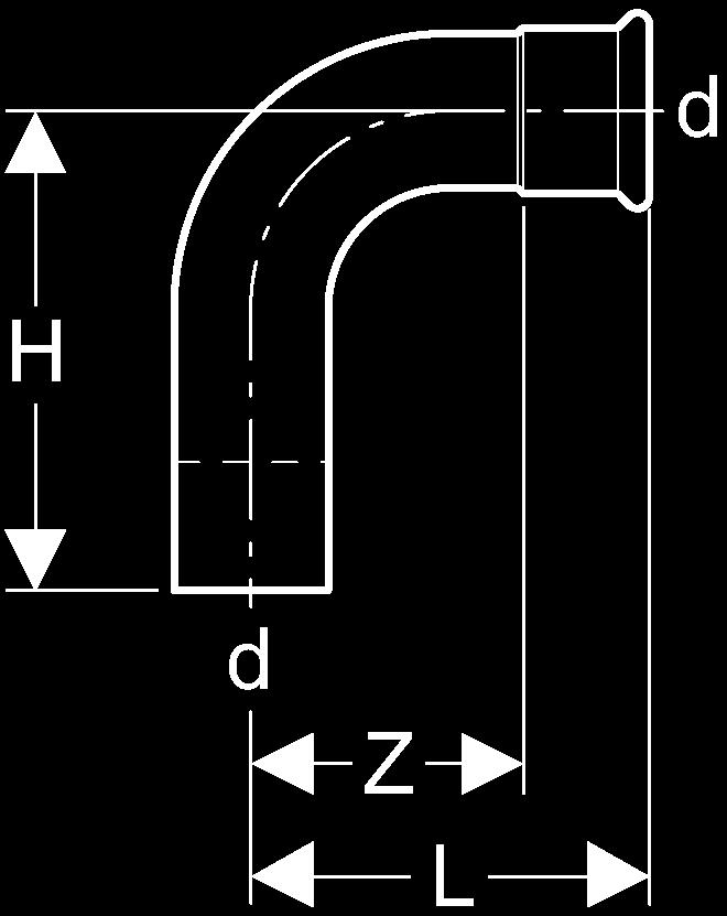 med 1 muff R=1,2 Artikel nr d L H Z 155 52 59 76,1 149 166