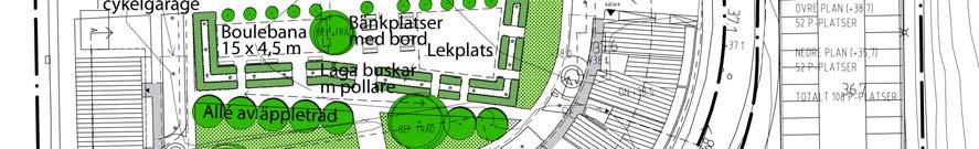 Friytor Lek och rekreation På den aktuella ytan finns idag boulebanor. Det kommer att finnas utrymme för boulebana även efter exploateringen. Det planeras även för en närlekplats på gården.