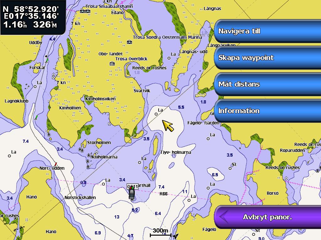 Vart? Vart? Skapa och använda rutter Du kan skapa och lagra högst 20 rutter med upp till 250 waypoints vardera. Så här skapar du en rutt från din aktuella plats: 1.