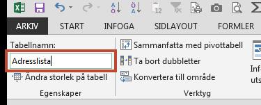 Lägger man till information på nya rader nedanför eller nya kolumner till höger om tabellen så kommer denna data automatiskt att omfattas av tabellen, vilket är smart.