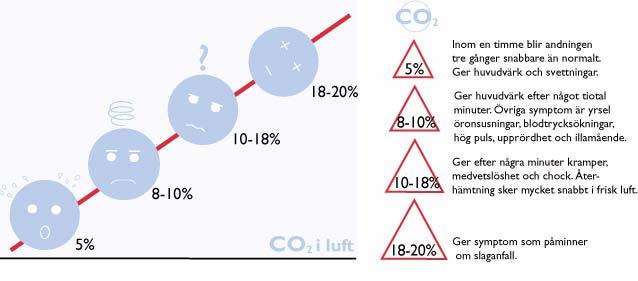 Risker med koldioxid NGV, 0,5 %, vi förblir opåverkade 37 Giftiga gaser LD 50 0,5-2 mg gas / liter luft Ammoniak