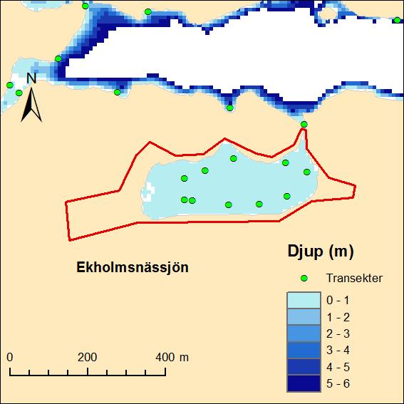 Marin naturvärdesbedömning av Lidingös kustvatten Figur 22. Karta över Ekholmsnässjön.