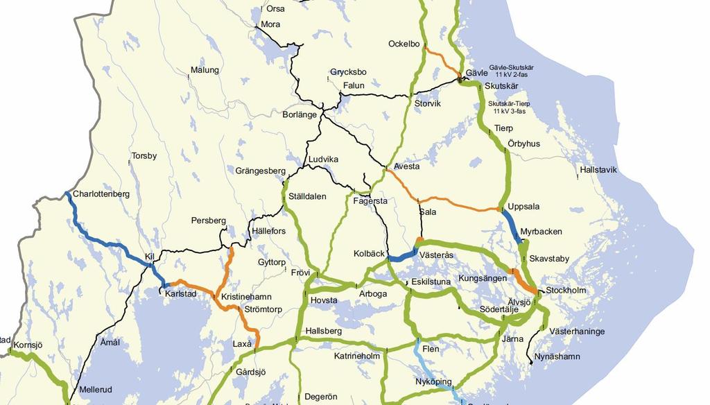 Appendix B - Trafikverkets ledningsnät Trafikverkets bilder av kontaktledningsnät och hjälpkraftnät kring mätområdet: