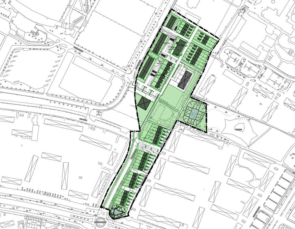 Sida 9(5) 5. Översikt planerat område Planerat bostadsområde inklusive planerad Karlslundsgatan väster om planområdet motsvarar ca,65 ha.