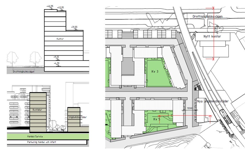 17 (42) Figur 9: Sektion- och planskisser med väg 261 (Drottningholmsvägen). Väg 261 leder från Brommaplansrondellen via Nockeby, Drottningholm och vidare ut till Tappström vid Ekerö.