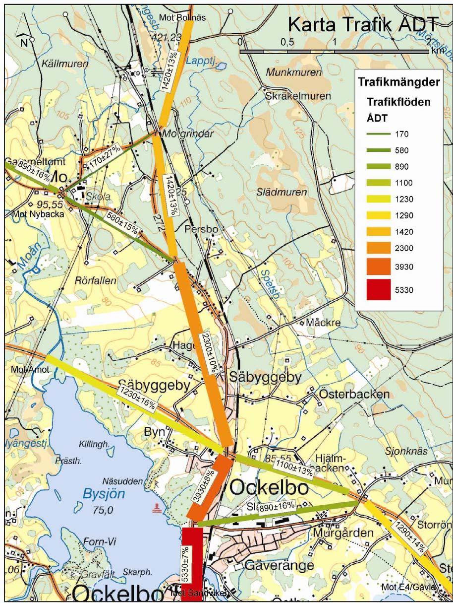 Fordonstrafik Vägtrafiken i Ockelbo varierar starkt beroende på årstid. Årsmedeldygntrafiken visar på en måttlig trafik, men under sommaren är den högre.