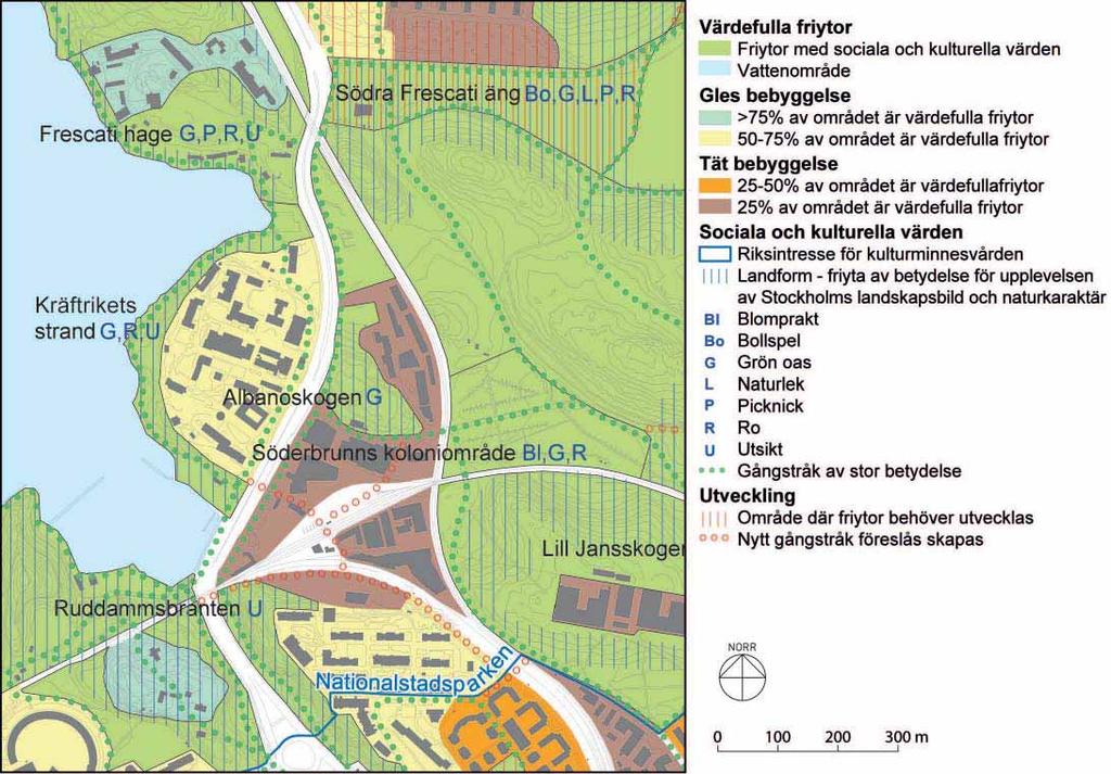 5.4 Rekreation och friluftsliv Förutsättningar och bedömningsgrunder Planområdet ingår i Järvakilen, en av kilarna i den regionala grönstrukturen.