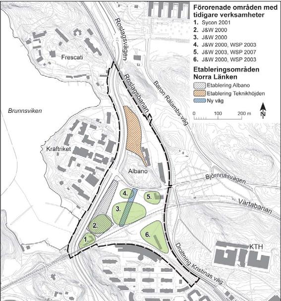 Förorenade områden i Albano Område 1 I sydvästra delen av Albano ligger en äldre industrifastighet. Mellan åren 1888 och 1930 tillverkade Ferniss Aktiebolag fernissor, färger, glasyrer och kitt.