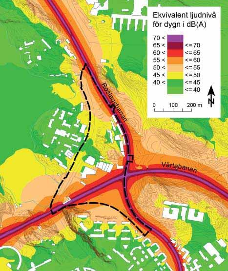 Avstegsfall A betyder betydligt lägre ljudnivåer än 55 db(a) utanför minst hälften av boningsrummen.