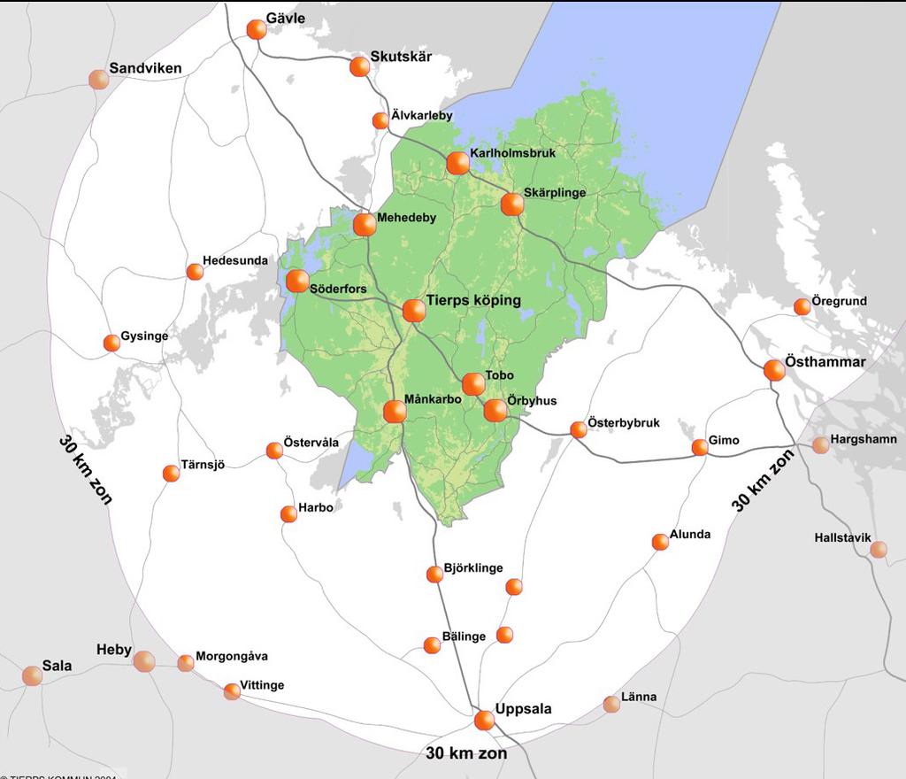 Var kan jag resa? Du får resa obegränsat inom Tierps kommun och högst 30 kilometer in i angränsande kommuner, räknat från kommungränsen.