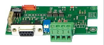 STANDARDTILLVAL RS232/RS485 isolerad Isolerat seriellt RS232/RS485- kommunikationskort. För Modbus/ RTU-kommunikationsprotokollet. Kommunikationshastigheter: 2 400 38 400 bits/sek stöds.