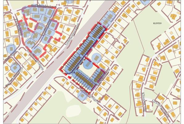 Radhusen är ursprungligen färgsatta i jordnära kulörer enligt ett bestämt schema.