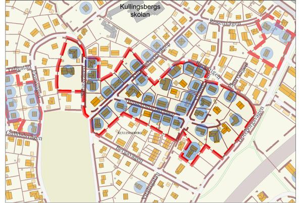 Kulturhistorisk motivering Bebyggelsen i kvarteren speglar en expansiv period i Kullingsberg under 1950-70-talen.