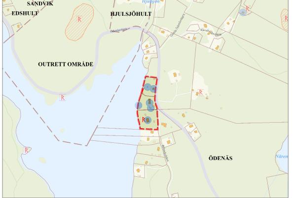 Båtsvikens strand vid sjön Ömmern och landsvägen.