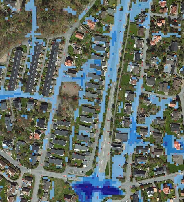 5.5 KONSEKVENSER AV 100 ÅRS REGN Vid beräkning av dagvattenflöde vid 100 års regn anses att hela avrinningsområdet på 0,41 ha bidra med dagvattenavrinning till planområdet (se figur 4).