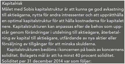 För att kontrastera nyss nämnda exempel på en bra årsredovisning har studien även ett exempel på en årsredovisning med målsättningar dolda i texten, vilket försvårar för läsaren att hitta samt tolka