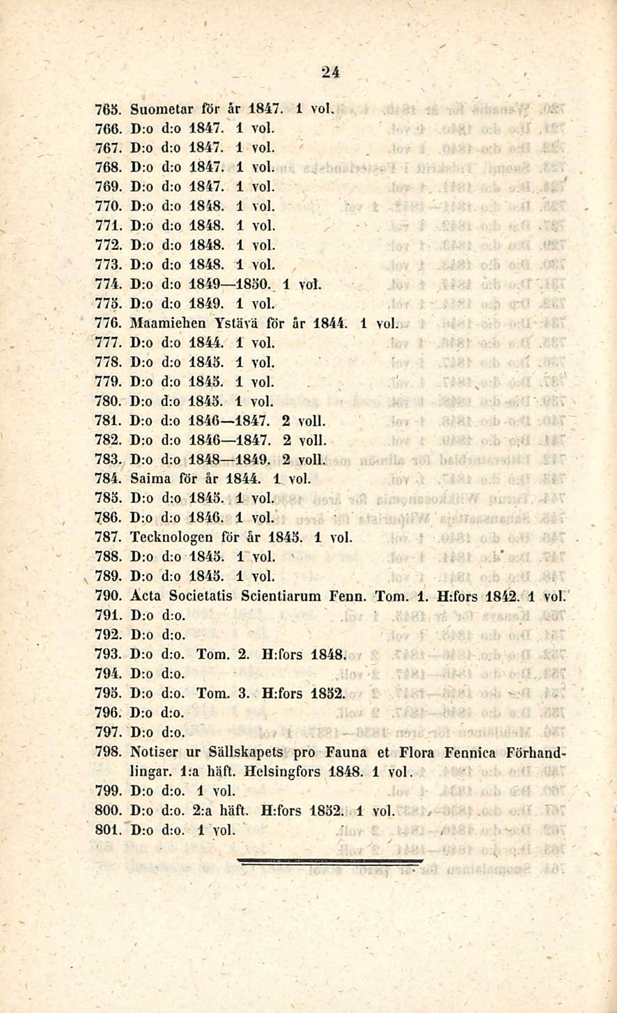 24 765. Suometar för år 1847. 766. D:o d:o 1847. 767. D:o d:o 1847. 768. D:o d:o 1847. 769. D:o d:o 1847. 770. D:o d:o 1848. 771. D:o d:o 1848. 772. D:o d:o 1848. 773. D:o d:o 1848. 774.