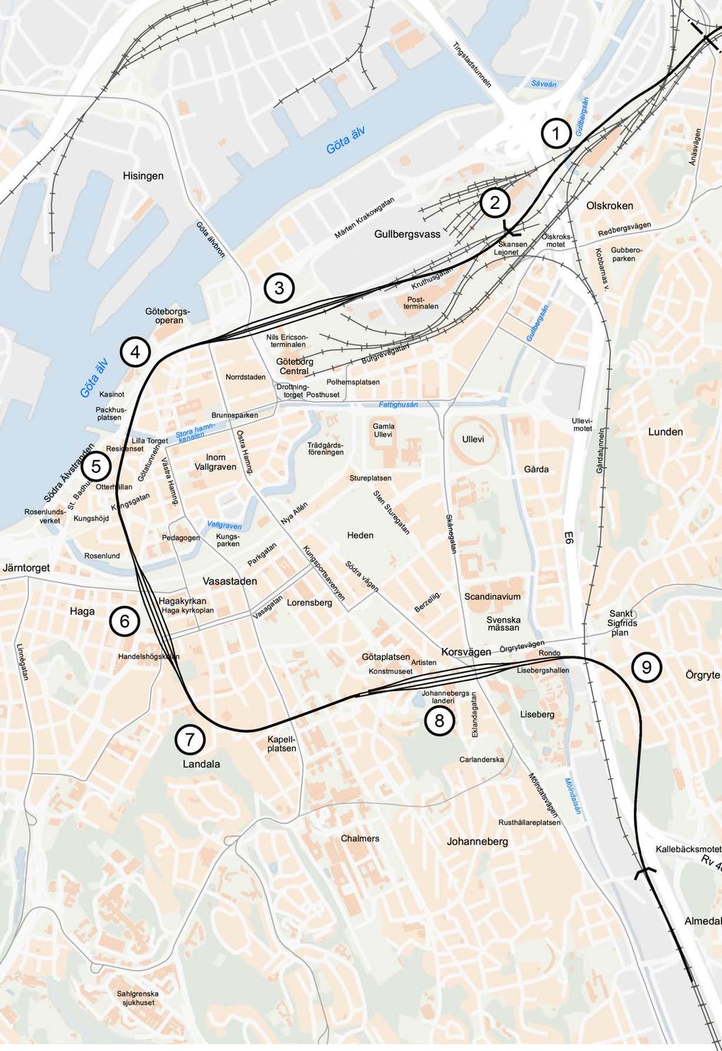 Västlänkens sträckning Planförslaget redovisar en sträckning av järnvägen som stämmer överrens med Trafikverkets järnvägsplan 2014.