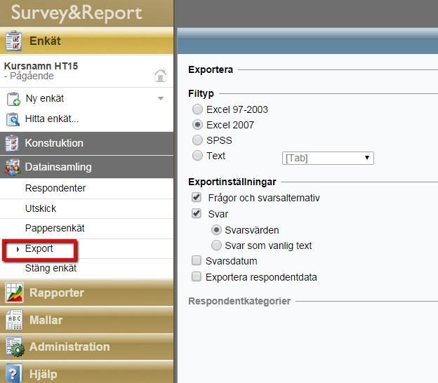 Steg 2. Datainsamling 7 För att skicka ut enkäten kopierar du bara enkätens adress (exempel: https://survey.ki.se/survey/000) som man hittar under Grundläggande information publicering och klistrar in den i ett massmejl till studenterna på kursen.