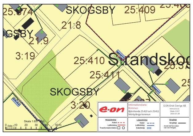 Detaljplan för Björnhovda 25:410 och 25:411 3 (8) 140708 E ON E.ON Elnät Sverige AB har tagit del av inkomna handlingar i ovan rubricerat ärende och har följande synpunkter.