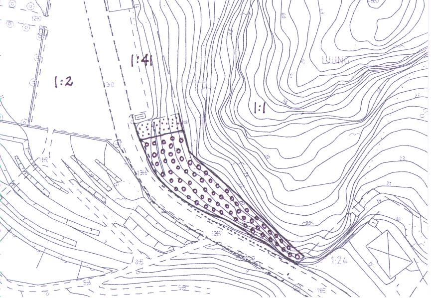 5 Ljung 1:19 föreslås avstå mark för trafikändamål (med prickar markerat område). Ljung 1:17 föreslås erhålla mark från Ljung 1:1 (med ringar markerat område).