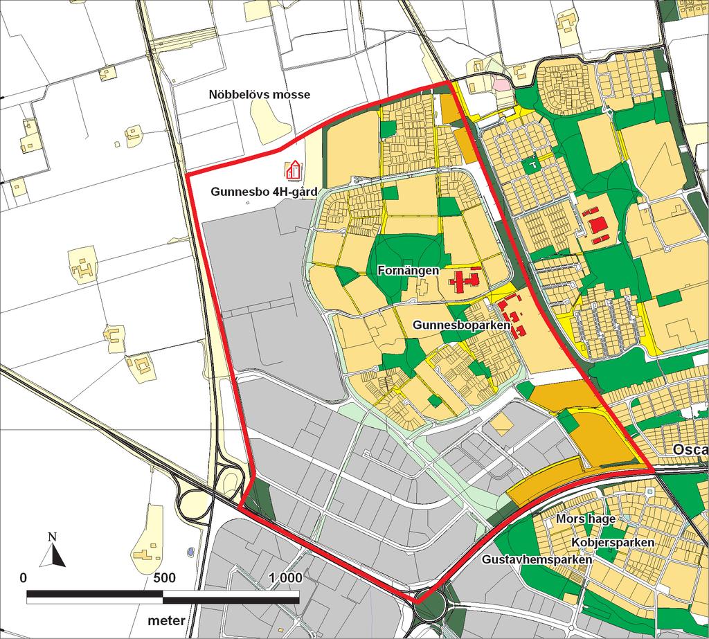 Tätorterna - Lund Gunnesbo Befolkning totalt (2002-12-31): 4093 Stadsdelens yta (ha): 185 Parkmark (ha) totalt: 28 Parkmark i % av stadsdelens yta: 15 % Parkmark per