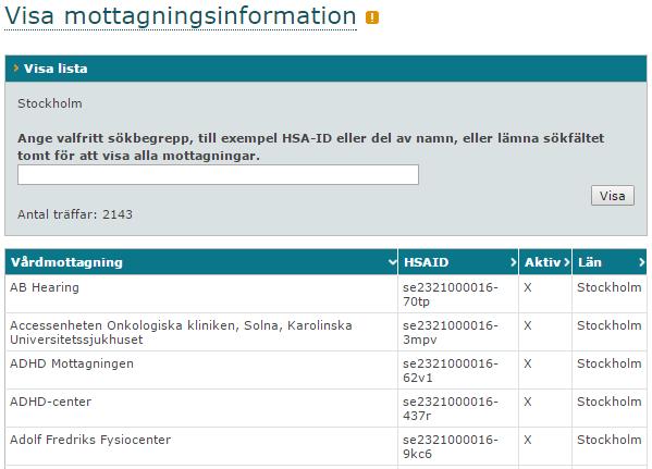 Ändra namn Inaktiverade mottagningar kan återaktiveras via menyalternativet Aktivera. Här kan du ändra namn på en redan aktiverad vårdmottagning. 1.