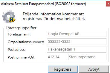 Det är viktigt att du har rätt adressuppgifter på ditt företag samt korrekt organisationsnummer innan du aktiverar betalsättet.