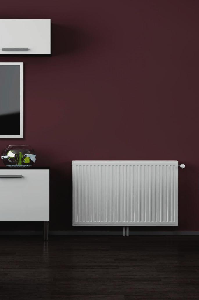 förses med konvektionsplåtar för att optimera värmeavgivningen. Radiator Mittkopplad har inbyggt, dolt ventilarrangemang för en diskret och snygg installation.