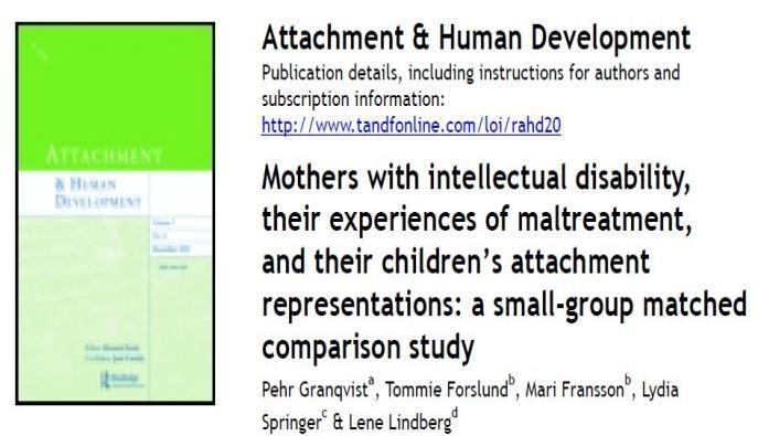 Maternal Sensitivity in Mothers with Mild Intellectual Disabilities is Related