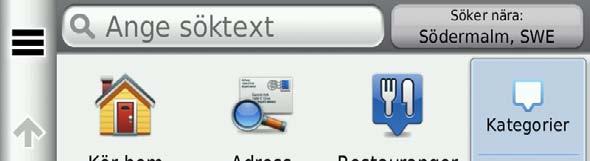 Söka efter platser Det finns många metoder för att söka efter platser på navigationssystemet. De detaljerade kartorna i navigationssystemet innehåller platser, t.ex.