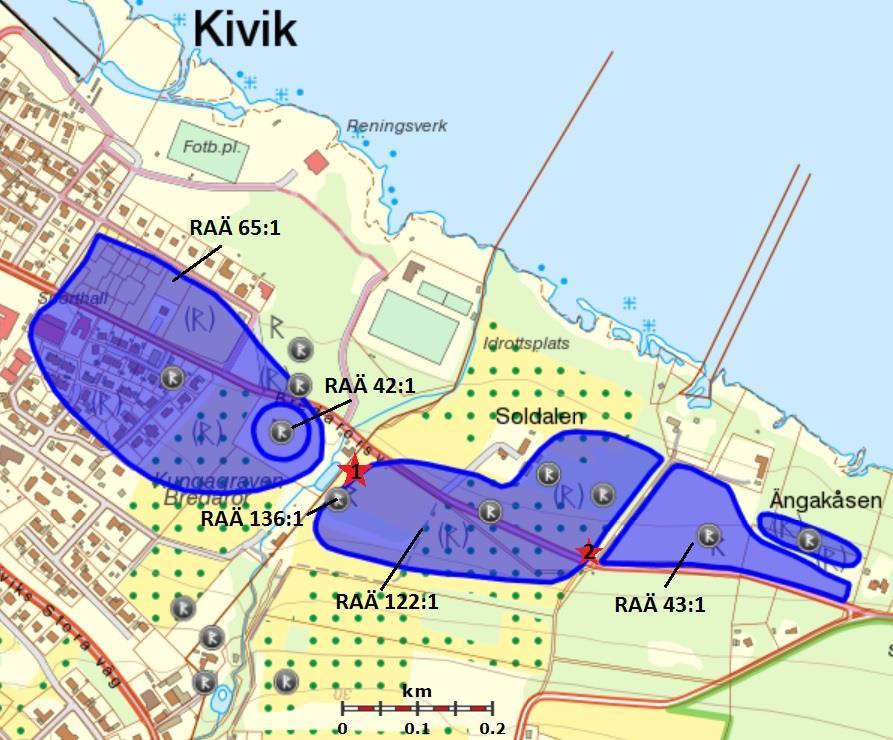 Undersökningens bakgrund och resultat Med anledning av förstärkning av bredbandsnätet mellan Esperöd och Kiviks musteri har Österlenarkeologi utfört en antikvarisk kontroll vid ett gravfält väster om