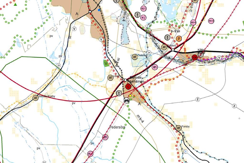 6 Bild 3. Utdrag ur Österbottens landskapsplan 2030 (detaljplanområdets ungefärliga läge anvisas med blå cirkel). 3.2 Generalplan På området finns ingen gällande delgeneralplan vilket betyder att det är Österbottens landskapsplan 2030 som styr detaljplaneringen på området.