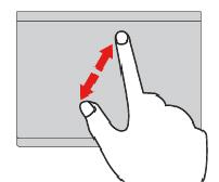 Zooma in med två fingrar Zooma in genom att sätta två fingrar på styrplattan och flytta isär dem.