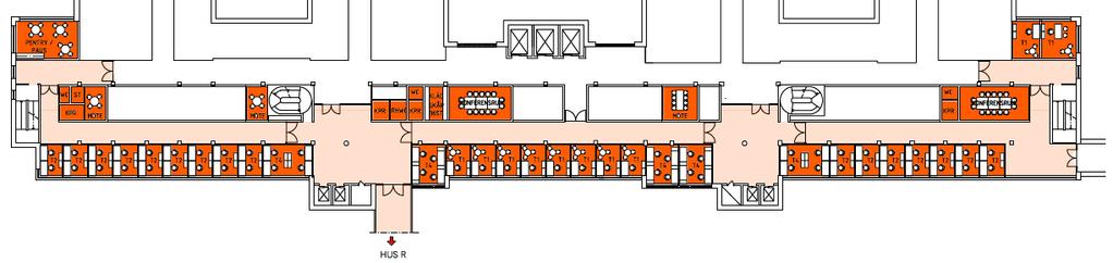 4 Hus T plan 4 förslag efter ombyggnad 3. Fastighet Ombyggnadsytan för plan 4 i hus T omfattar ca 950 m2.